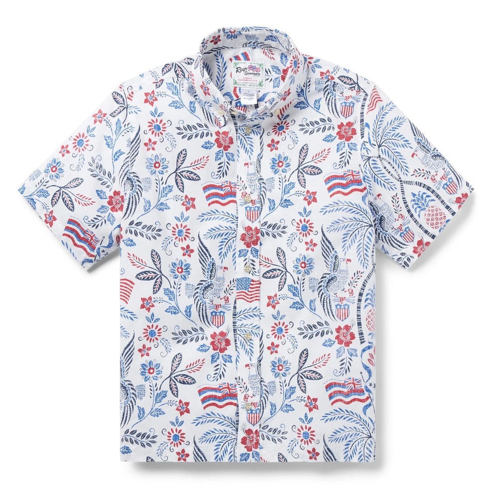 Reyn Spooner Summer Commemorative Button Up Shirt White 3XL New With Tags